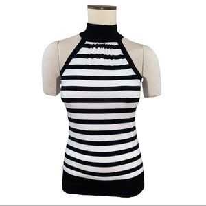 White House Black Market Striped Halter Tie Top Blouse XXS